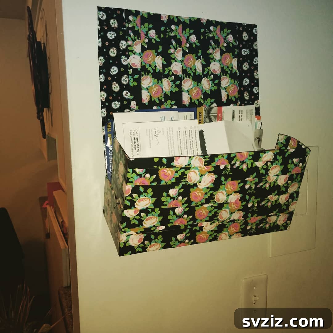 21 Genius Cardboard Hacks for an Organized Home 23 DIY Cardboard Mail Holder Decorated with Patterned Duct Tape