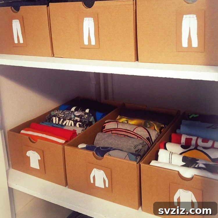 21 Genius Cardboard Hacks for an Organized Home 5 Cardboard Boxes for Organized Clothing Storage in Closets