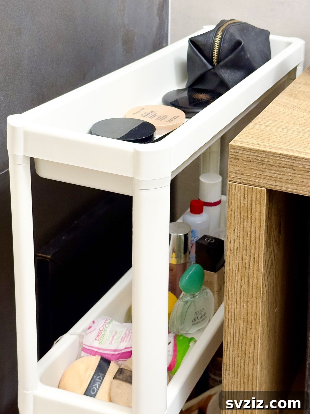 Unlock a Tidy Vanity: Genius Makeup Organization 11 make up rolling cart