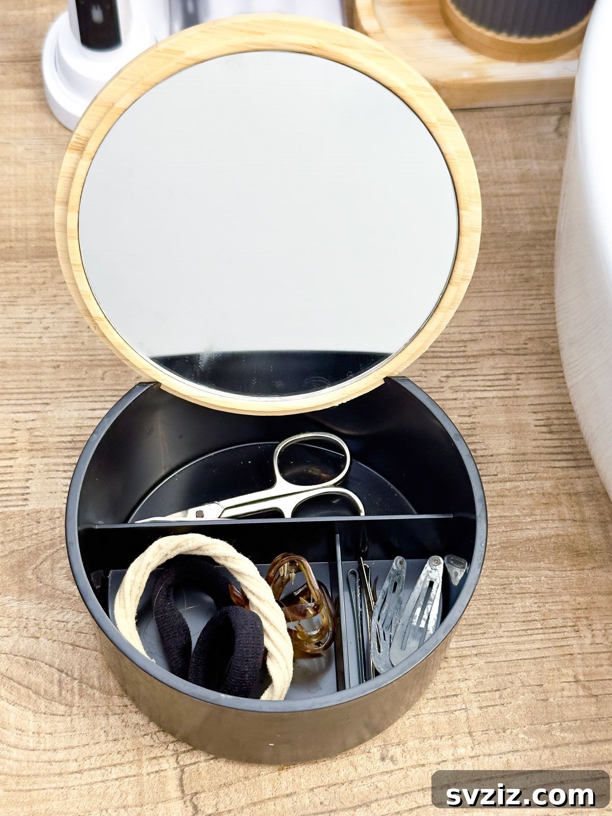 Unlock a Tidy Vanity: Genius Makeup Organization 19 Small Box with Internal Storage and Built-In Mirror