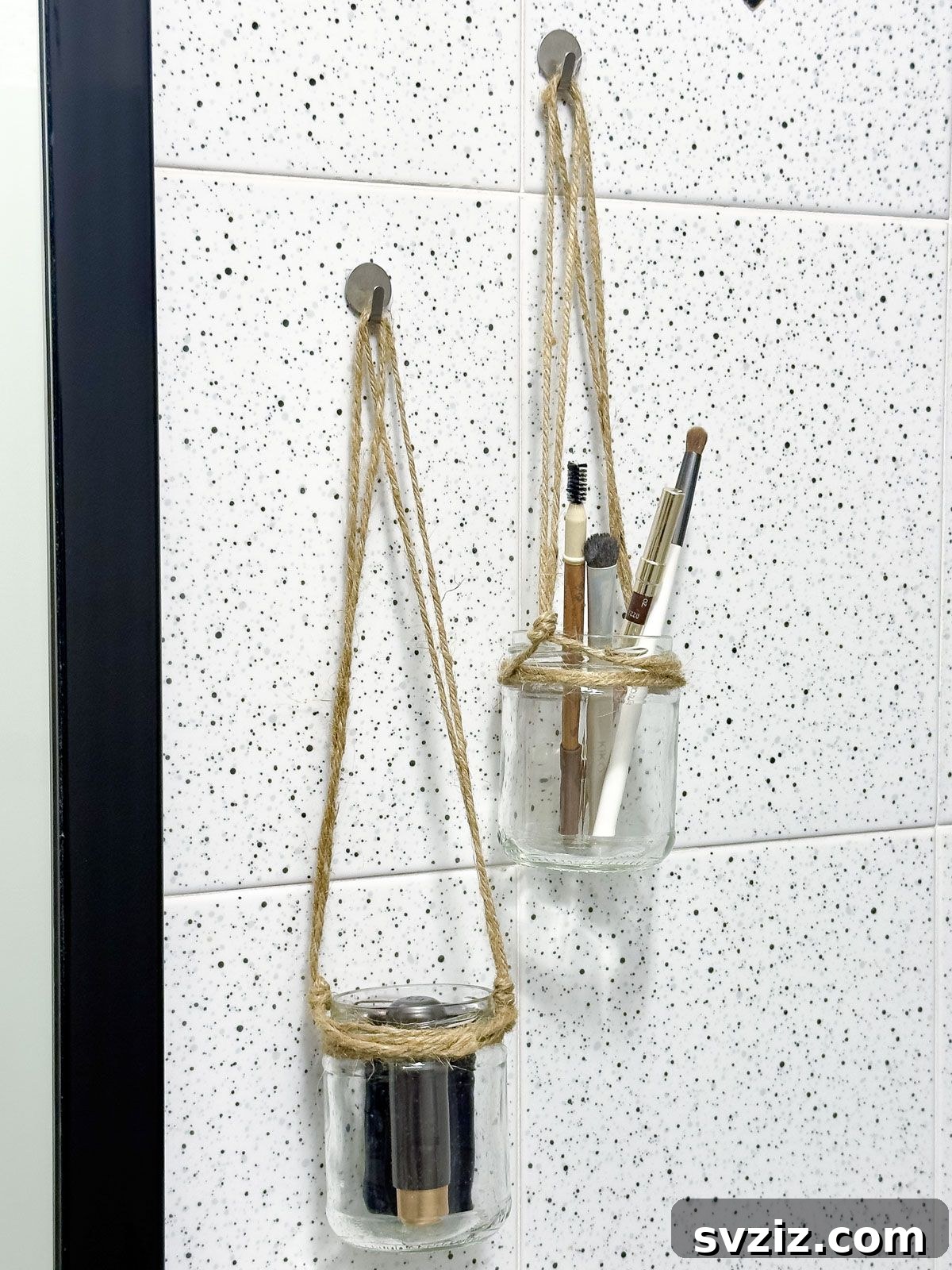 Unlock a Tidy Vanity: Genius Makeup Organization 10 hanging mason jars