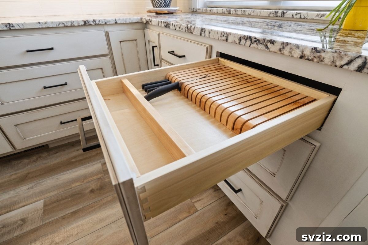 Elegant custom cutlery pullout for organized kitchen drawers