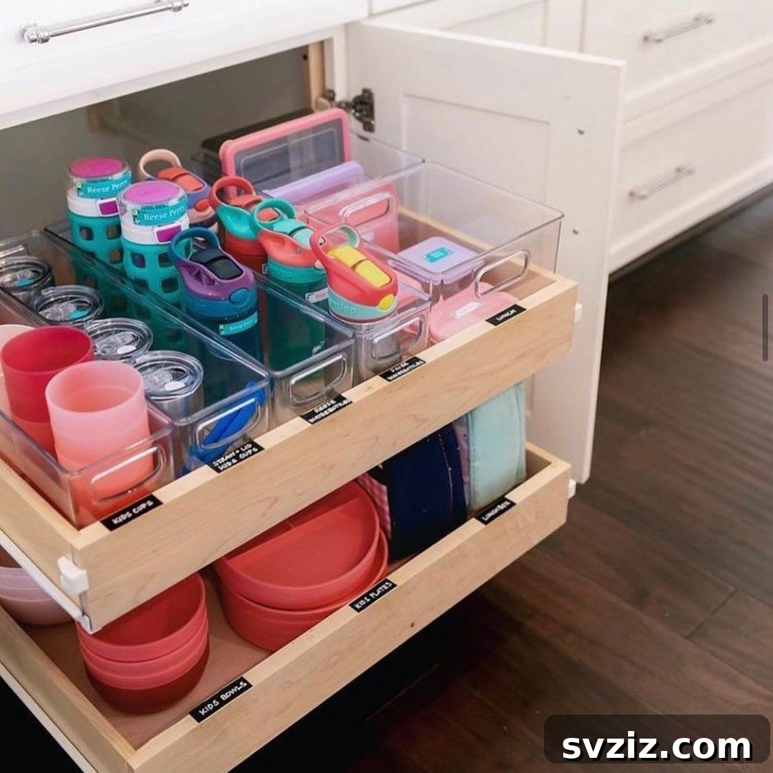 Drawer organizer trays for neat kitchen pullout storage
