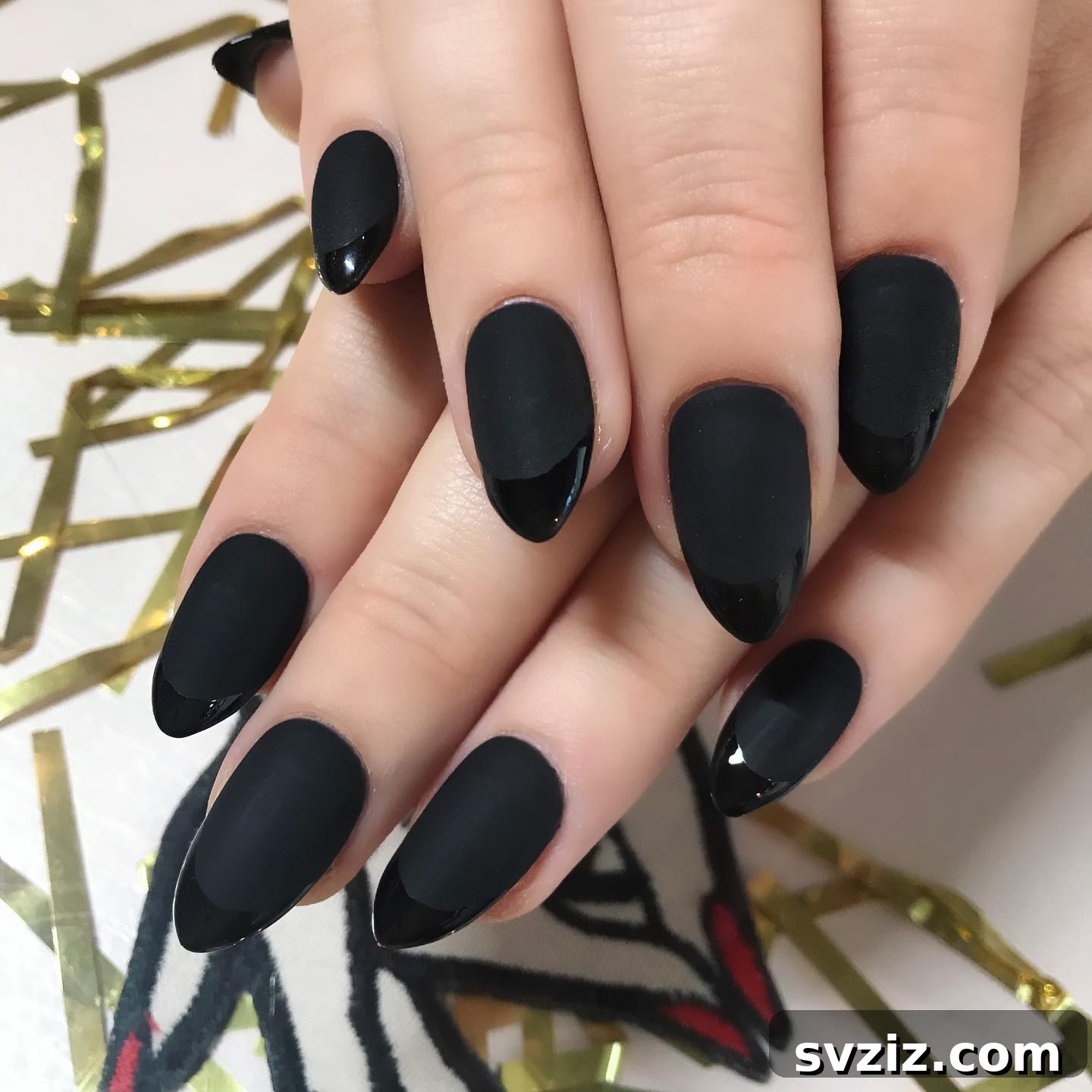 31 Chic Short Matte Nail Designs to Try Now 29 One of the best short black matte manicures with contrasting shiny French tips for a modern twist.