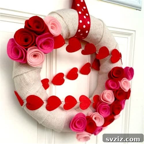 Felt Rose and Burlap Wreath