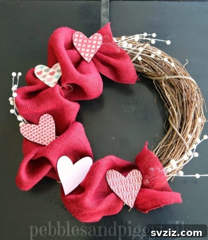 Grapevine and Burlap Valentine Decor