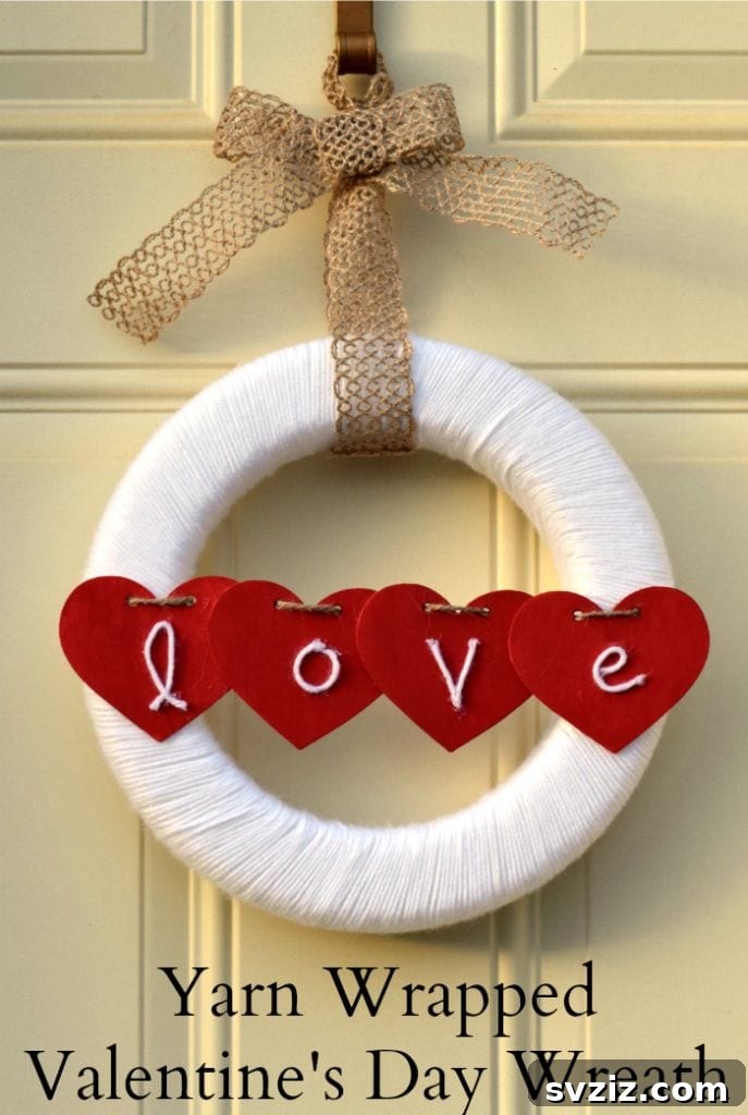 Yarn Wrapped Valentine Wreath