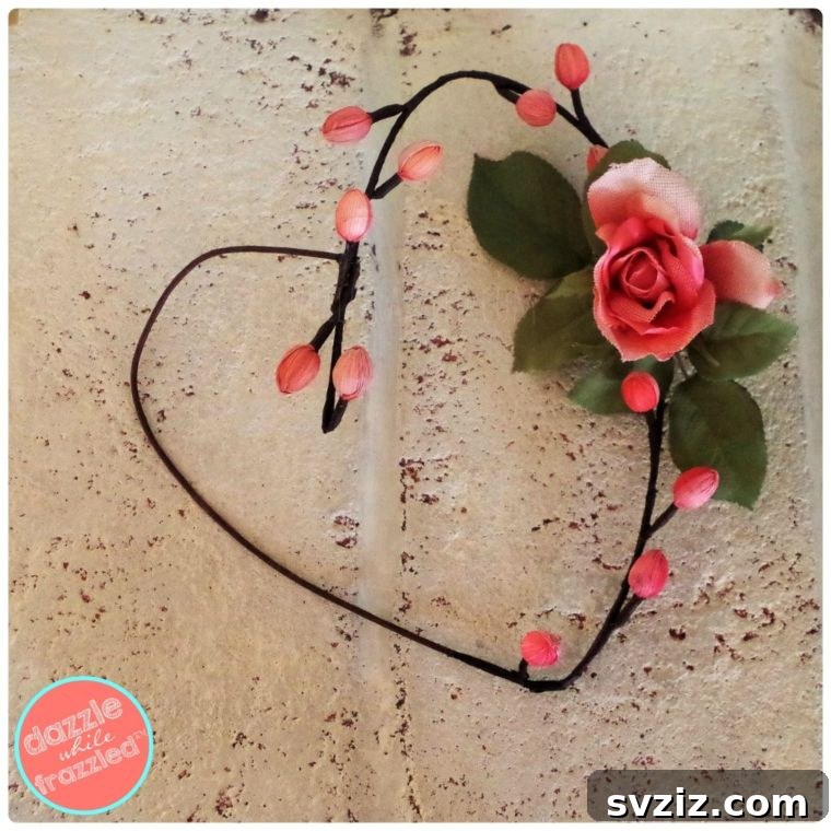 Flower Stem Heart Wreath DIY