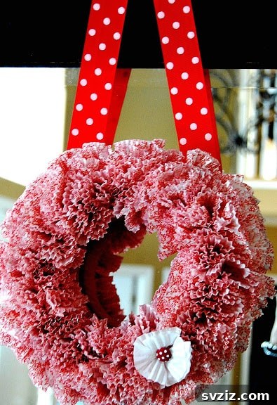 Cupcake Liner Wreath for Valentine's Day