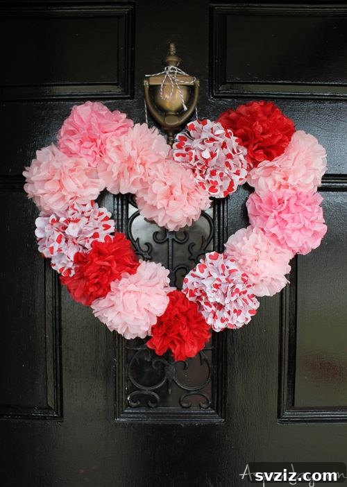 Tissue Paper Heart Wreath