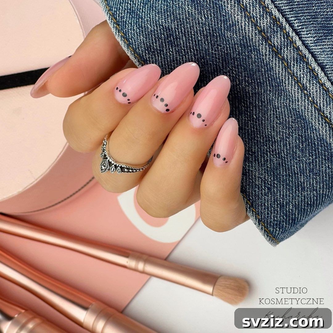 Elegant Pink Minimalist Nails with Delicate Dot Designs