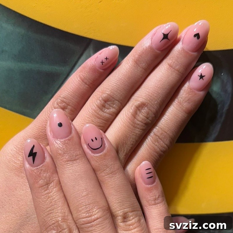 Neutral Minimalist Nails with Playful and Fun Designs