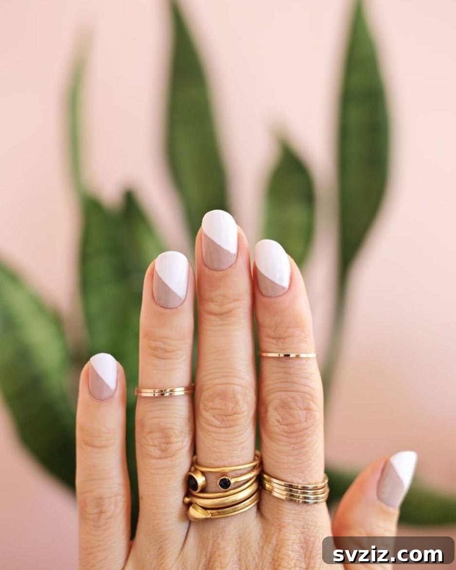 Modern Minimalist Nails with Two Harmonious Shades
