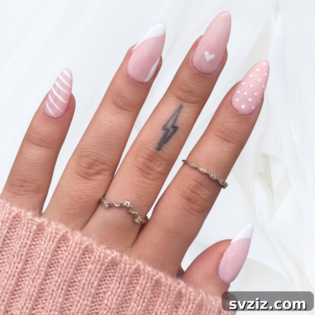 41 Chic and Elegant Nail Design Ideas 14 12. Pink and White