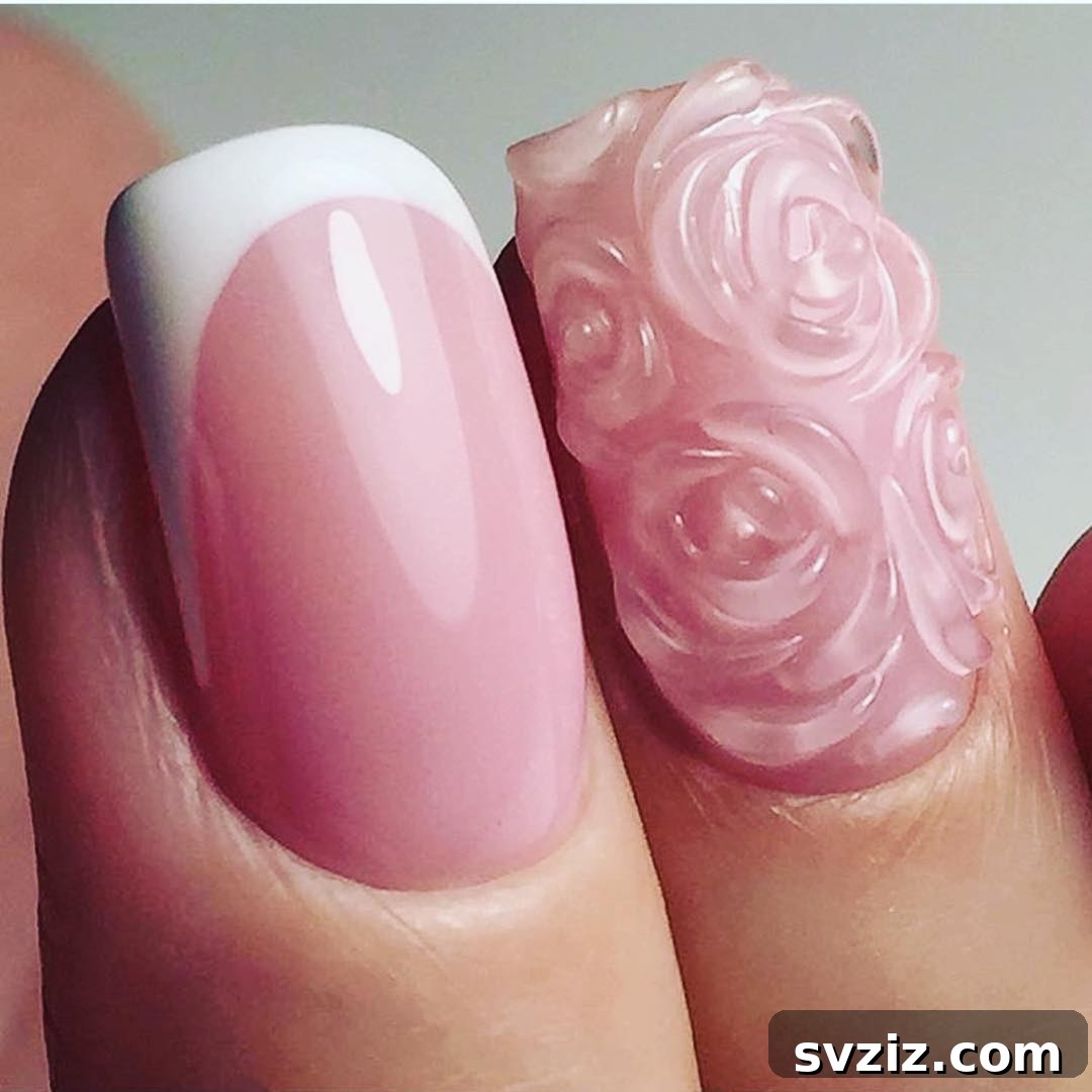 41 Chic and Elegant Nail Design Ideas 20 18. Floral 3D Design