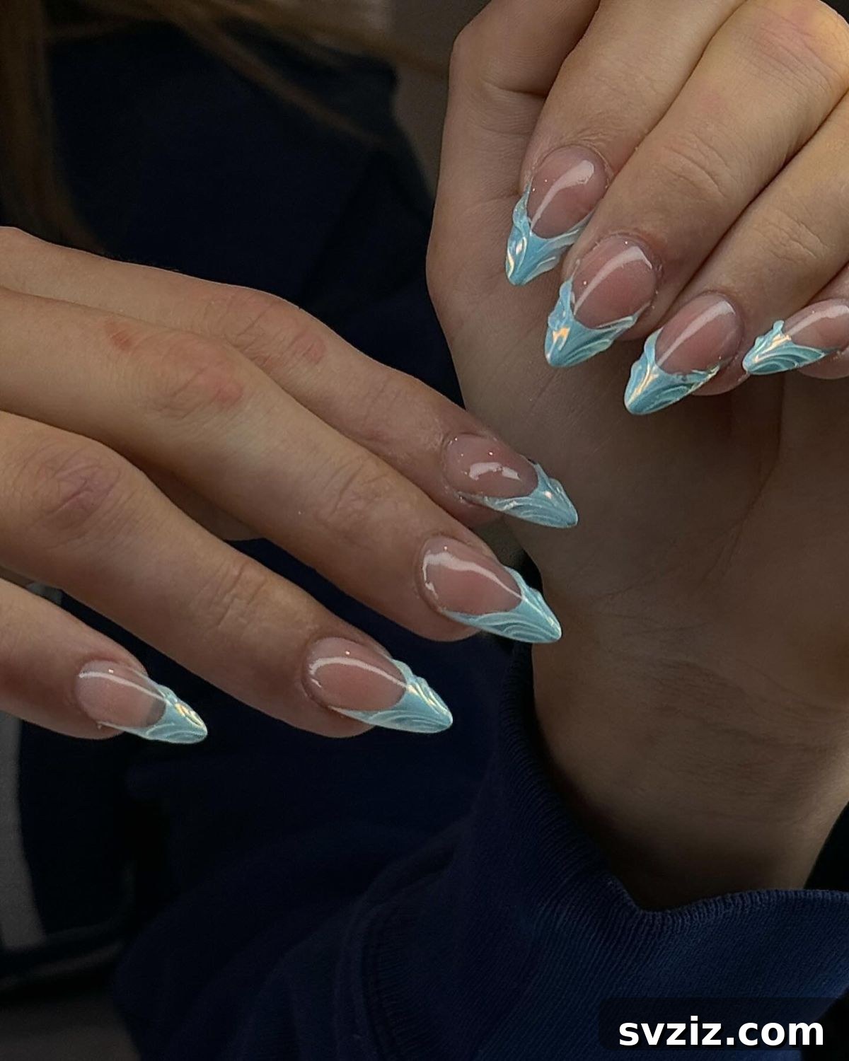 41 Chic and Elegant Nail Design Ideas 34 32. Ice Blue French Tip