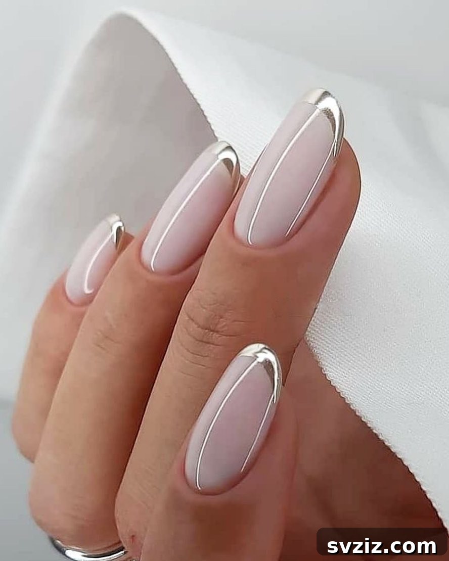 41 Chic and Elegant Nail Design Ideas 6 4. Silver Tips