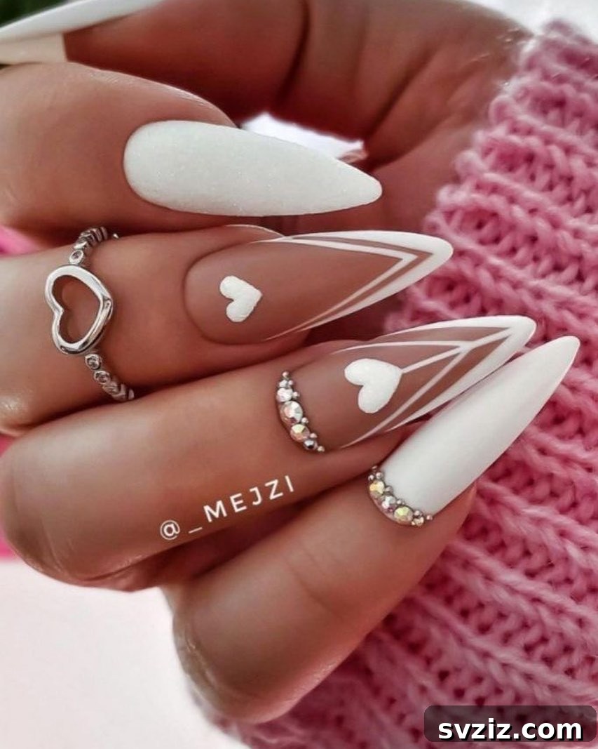 41 Chic and Elegant Nail Design Ideas 7 5. Stylish Hearts
