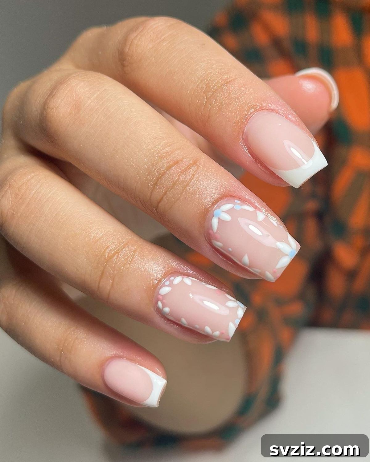 41 Chic and Elegant Nail Design Ideas 8 6. Floral French