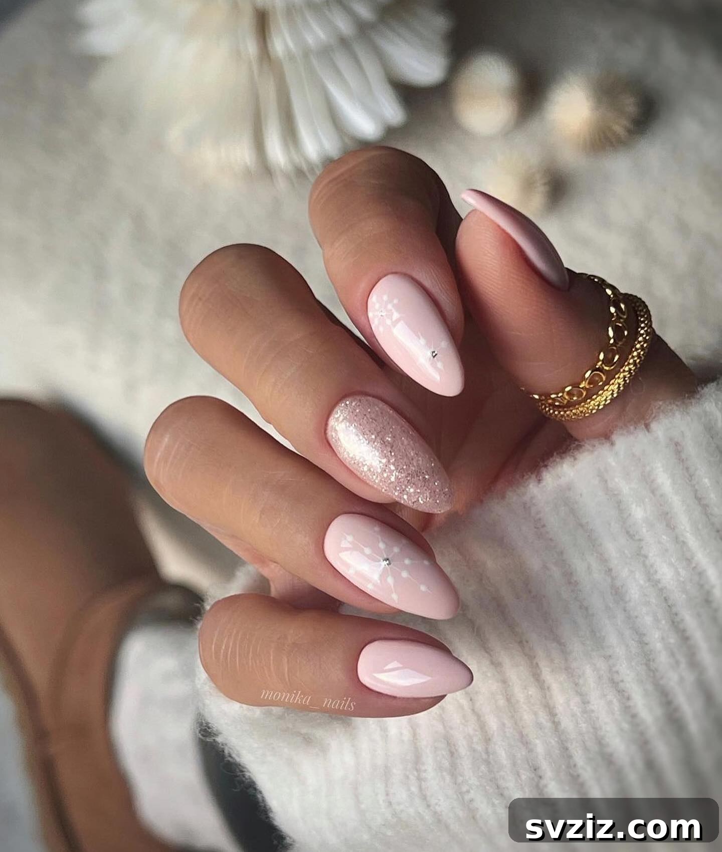 41 Effortless Nude Nail Ideas for Everyone 16 Elevated neutral nude manicure with glamorous glitz and sparkling accents.