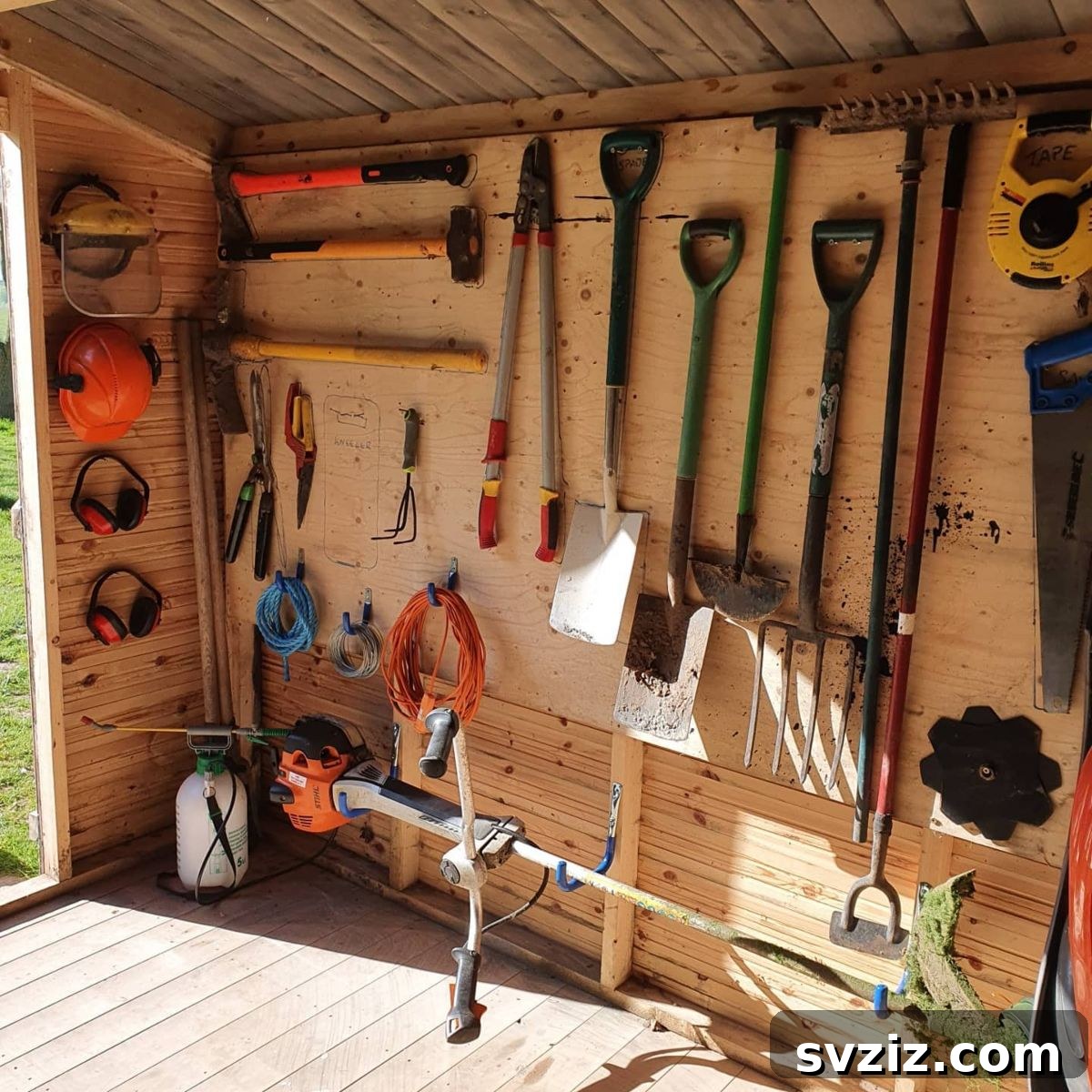 21 Genius Shed Organization Ideas for a Clutter-Free Outdoor Oasis 3 1. Hanging Tool Wall