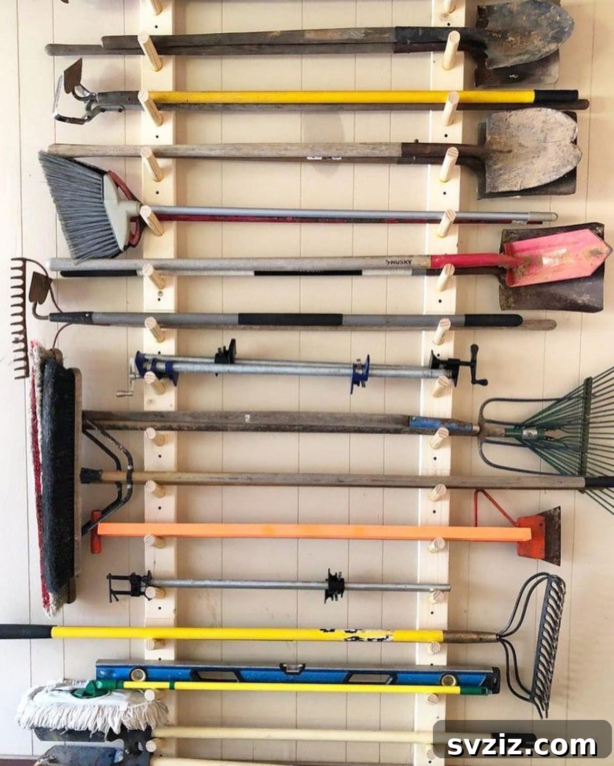 21 Genius Shed Organization Ideas for a Clutter-Free Outdoor Oasis 21 19. Horizontal Tool Storage Racks