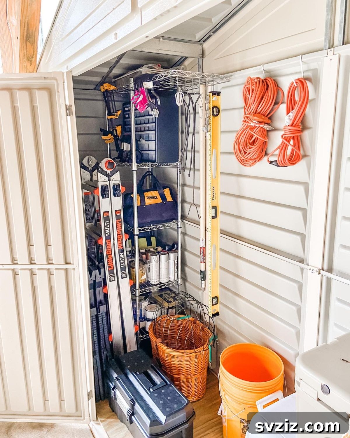 21 Genius Shed Organization Ideas for a Clutter-Free Outdoor Oasis 23 21. Shelves and Command Hooks