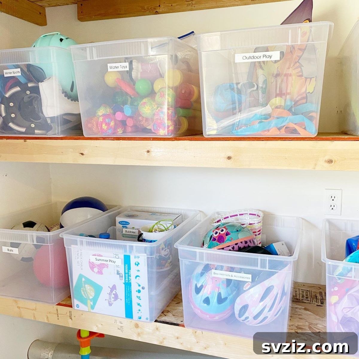21 Genius Shed Organization Ideas for a Clutter-Free Outdoor Oasis 10 8. Large Labeled Bins