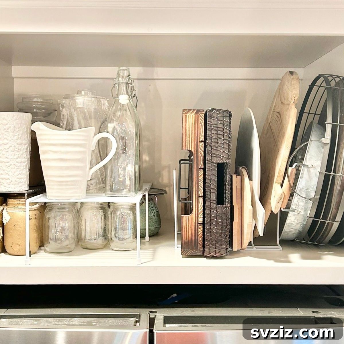 13 Genius Ideas to Organize Above Your Refrigerator 12 Platters and Glassware Storage Above Fridge