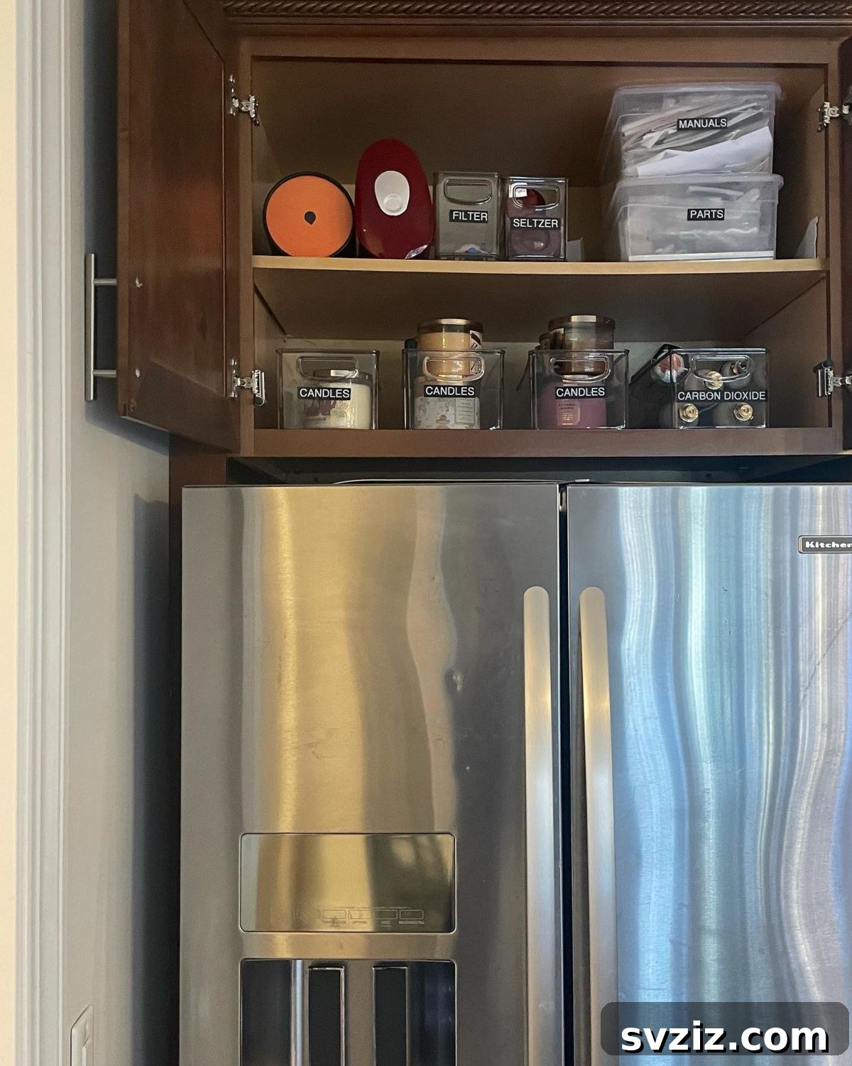 13 Genius Ideas to Organize Above Your Refrigerator 13 Candle Storage Above Fridge