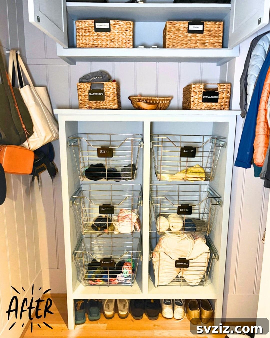 4-tier sliding wire basket organizer for closet storage