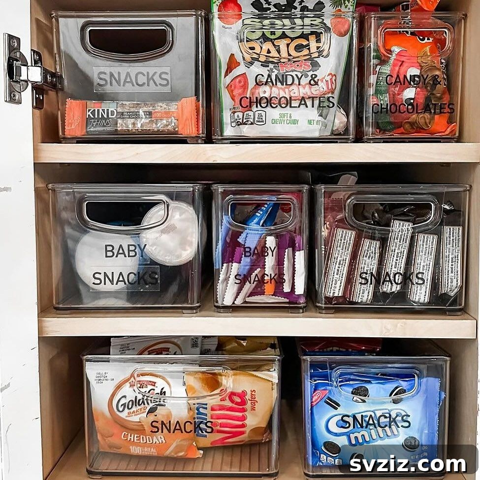 21 Dollar Store Organizing Solutions That Will Save Every Parent's Sanity 12 10. Family Snack Cabinet