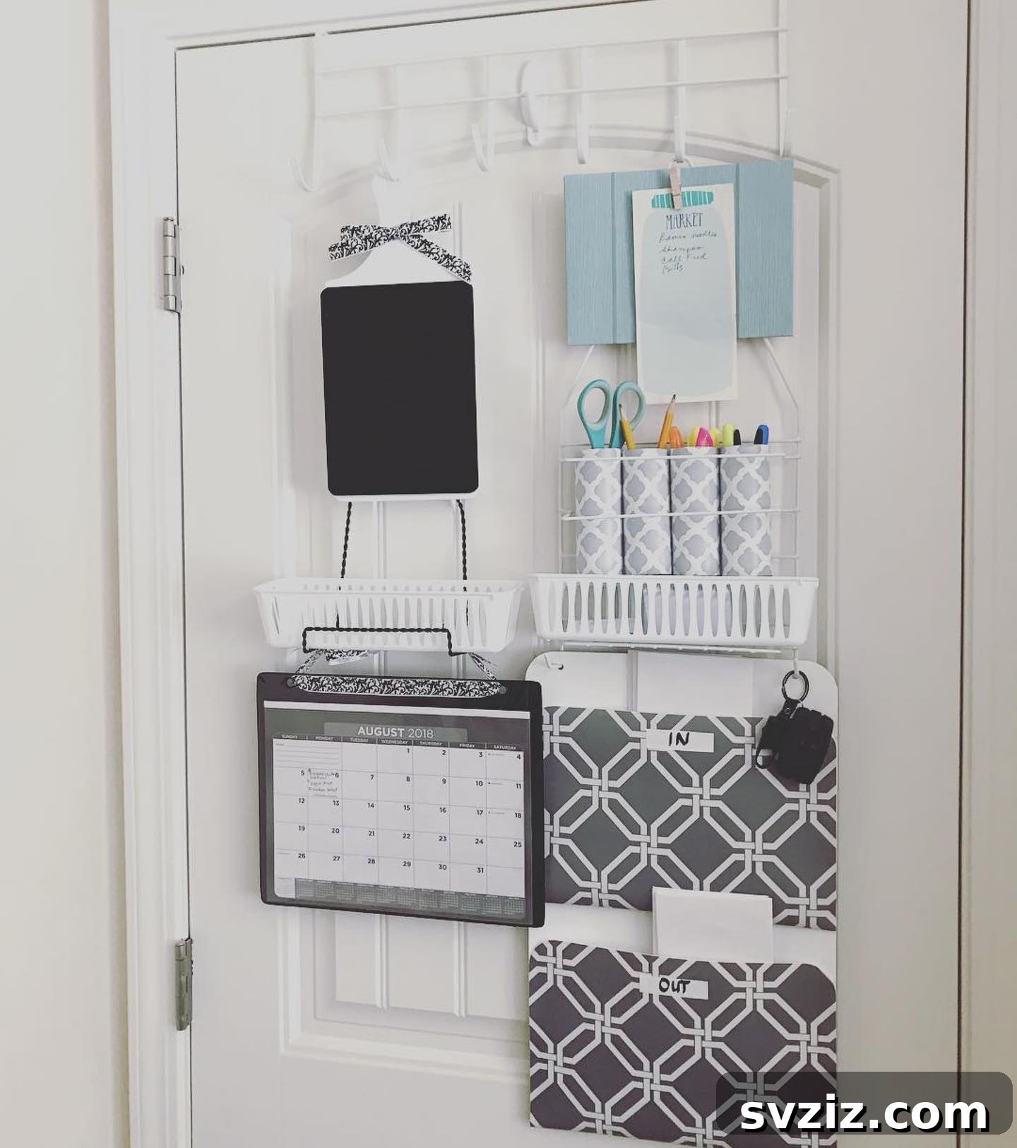 21 Dollar Store Organizing Solutions That Will Save Every Parent's Sanity 3 1. Back of Door Command Center Organizing