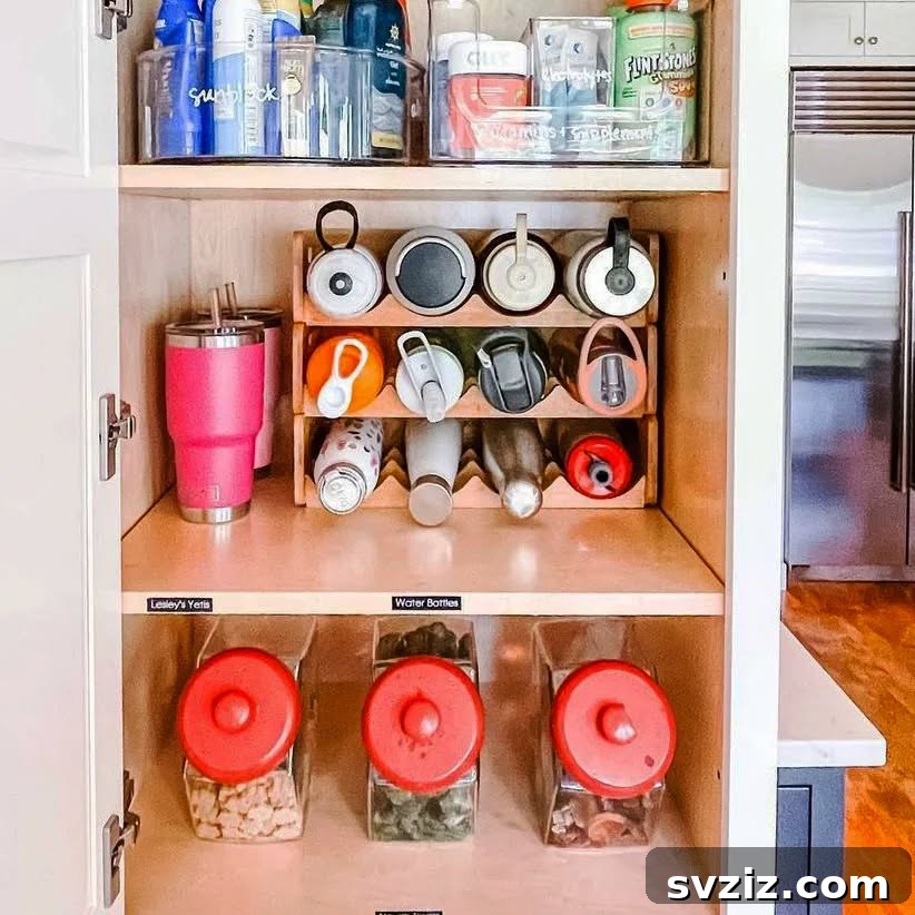 10. Water Bottle Organization