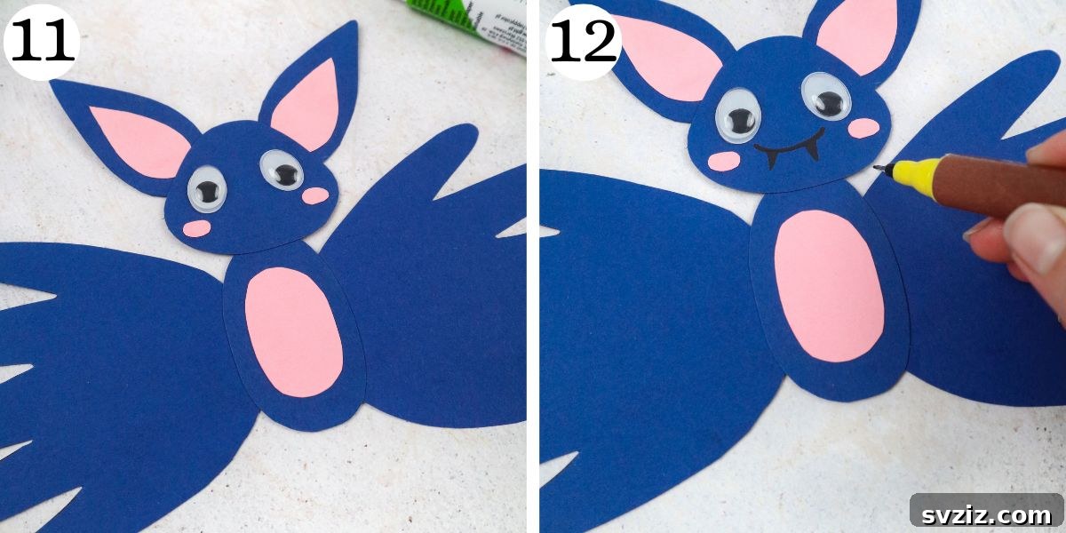 Spooky Handprint Bats 9 Handprint Bats Instructions Steps 11-12 Complete