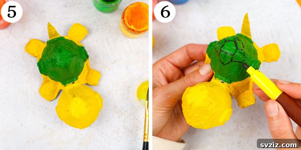 Hatch a Turtle from an Egg Carton 6 Quick Egg Carton Turtle Instructions: Drying and Adding Shell Details
