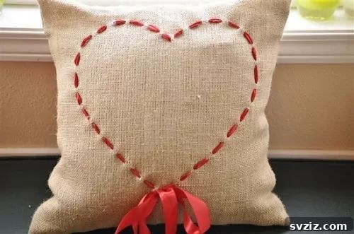 Crafting Love: 20 DIY Valentine Projects 15 Heart Burlap Pillow