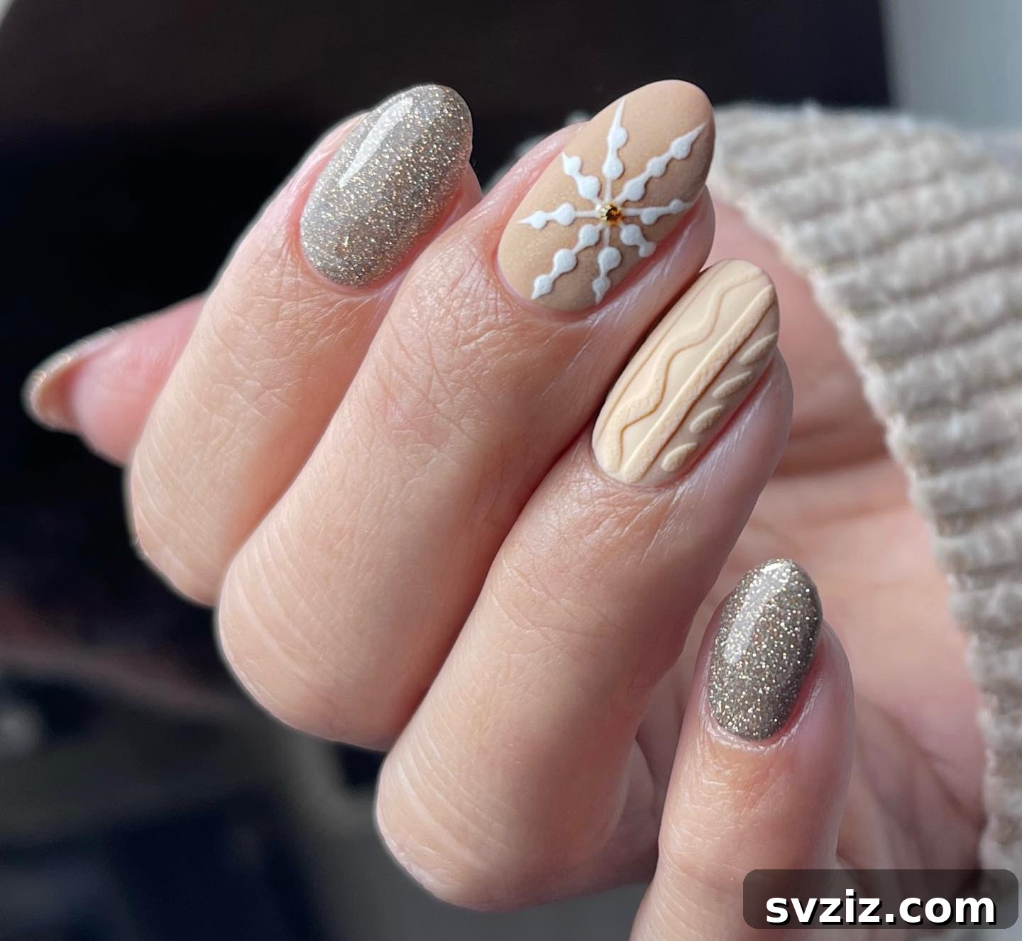 6. Cable Knit Nail Art