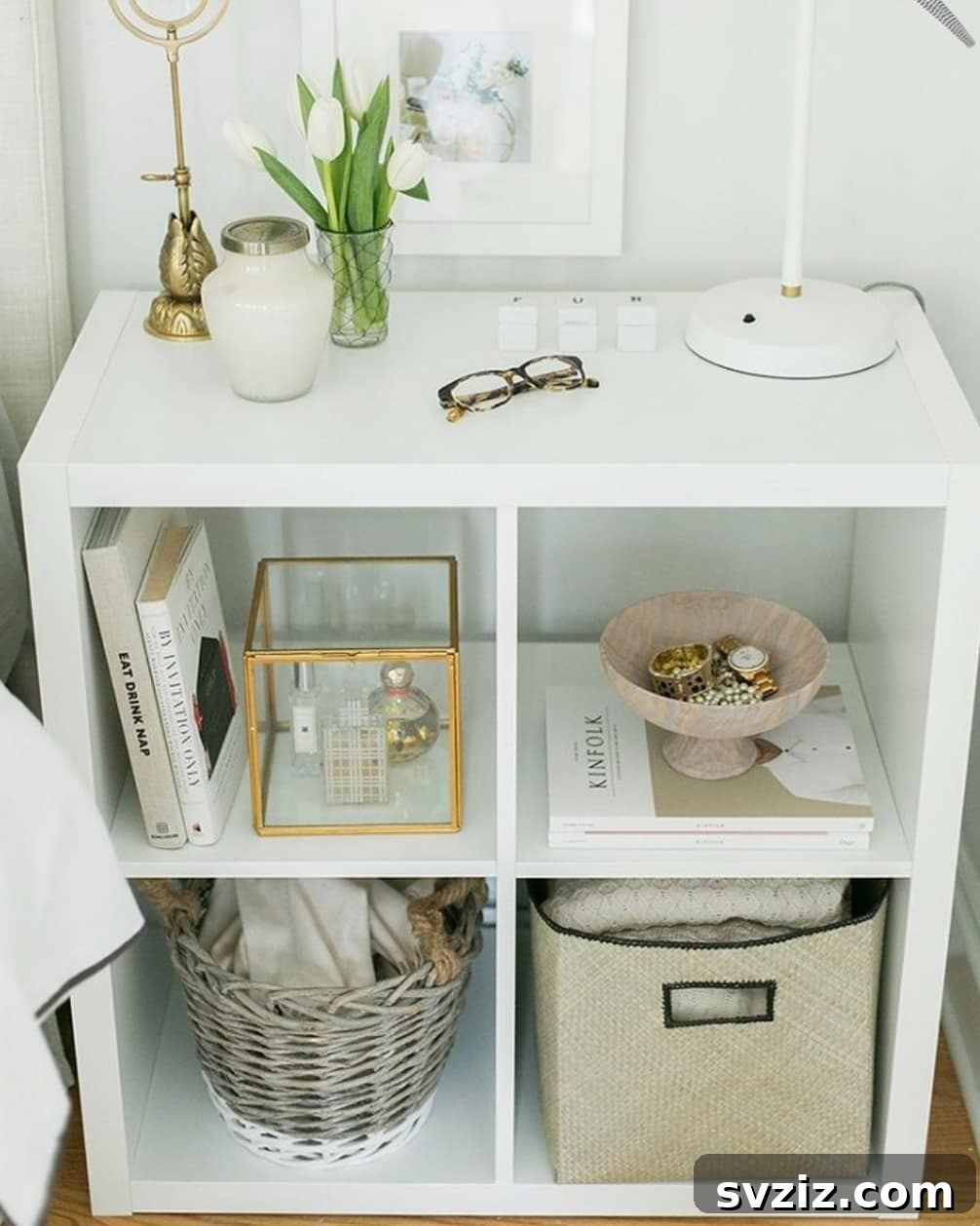 Unlock Every Inch: 21 Vertical Bedroom Organization Secrets 11 9. Open Bedside Table