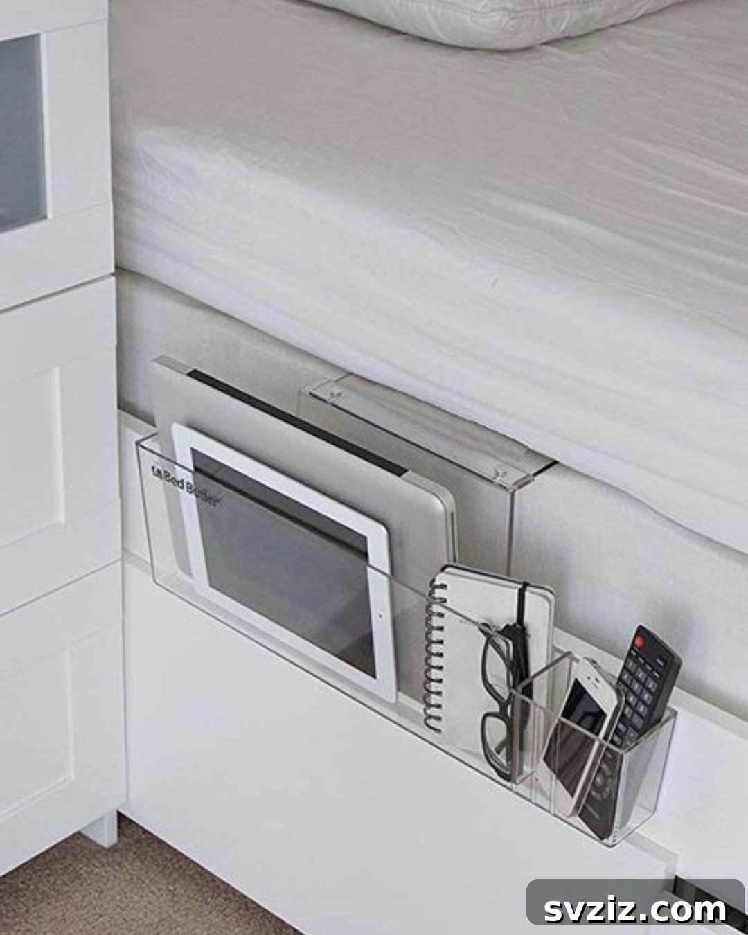 Unlock Every Inch: 21 Vertical Bedroom Organization Secrets 12 10. Acrylic Bed Butler