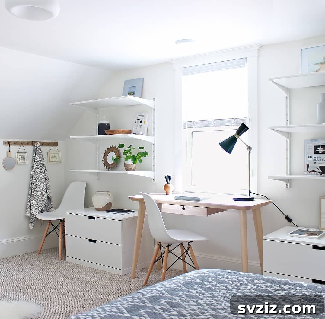 Unlock Every Inch: 21 Vertical Bedroom Organization Secrets 16 14. Minimalistic Shelving