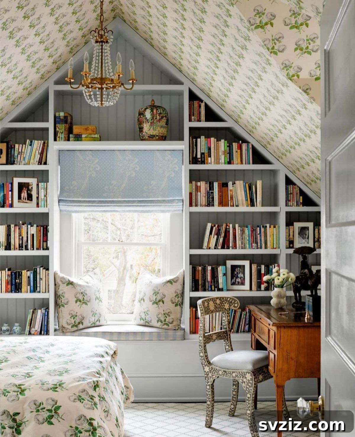 Unlock Every Inch: 21 Vertical Bedroom Organization Secrets 23 21. Library Wall