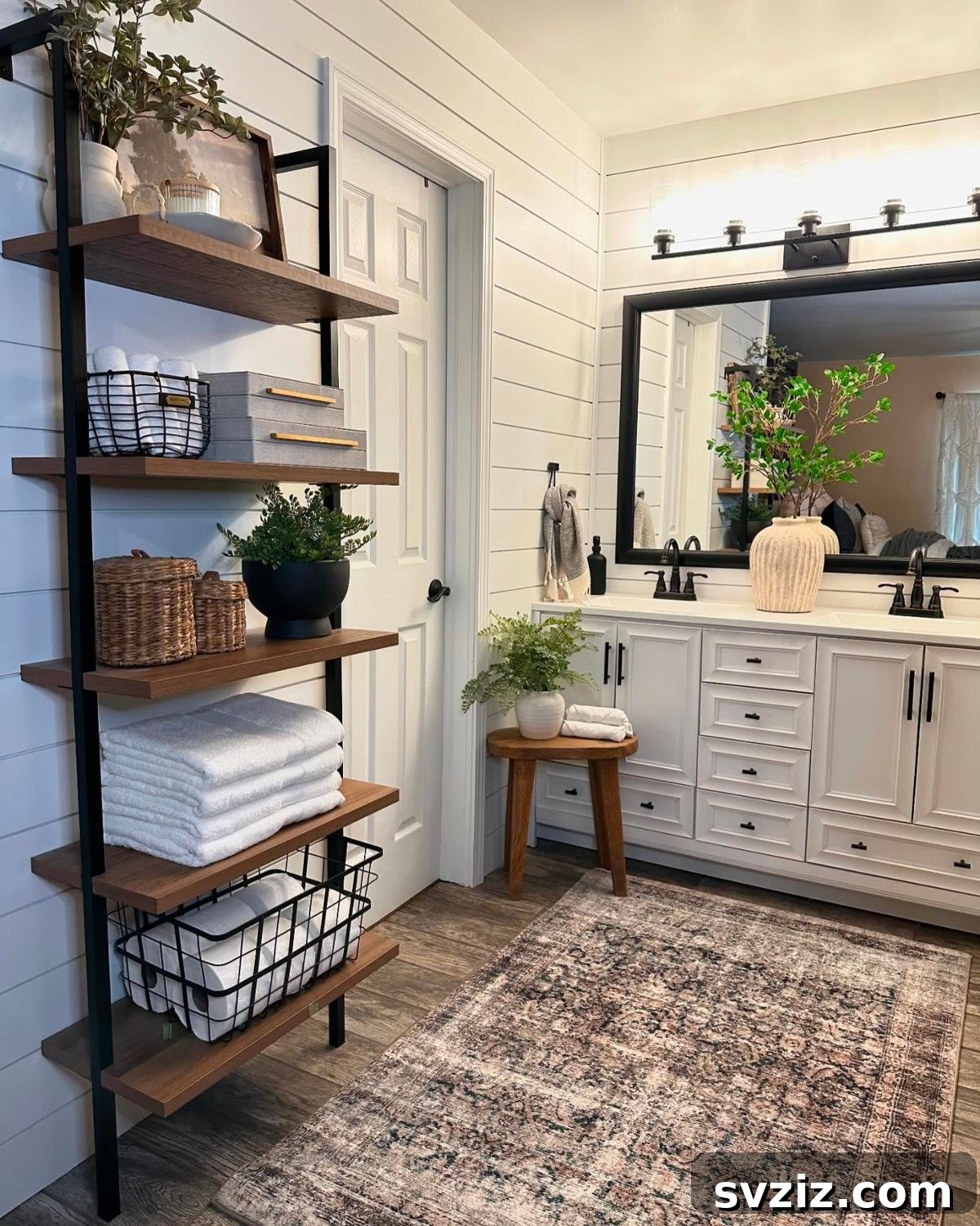Elevate Your Bathroom: Smart Vertical Storage Solutions 3 1. Add a Ladder Bookshelf