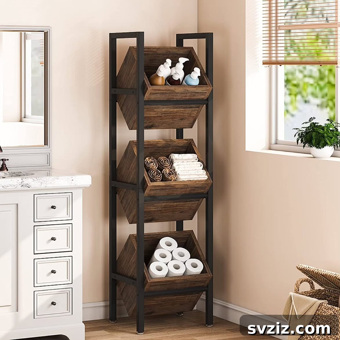 Elevate Your Bathroom: Smart Vertical Storage Solutions 23 21. Stand Storage Baskets