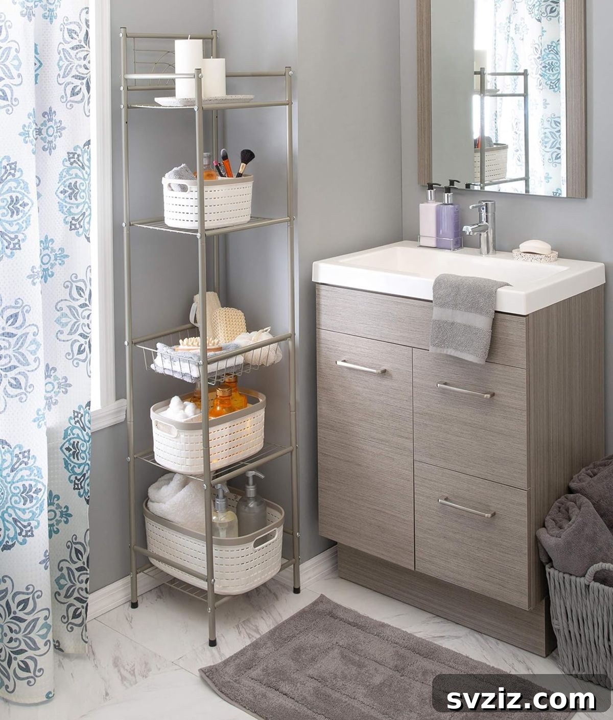 Elevate Your Bathroom: Smart Vertical Storage Solutions 10 8. Freestanding Wire Racks