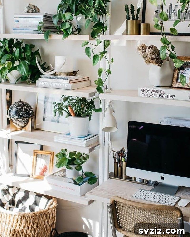 21 Genius Vertical Office Organization Hacks to Declutter Your Space 14 12. Double Down on Greenery
