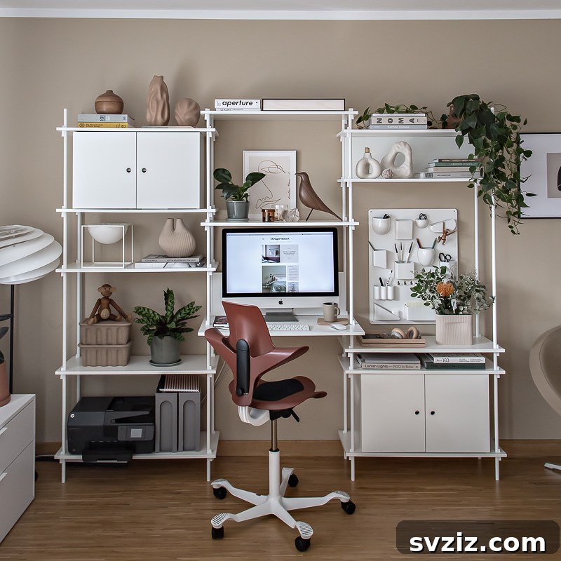 21 Genius Vertical Office Organization Hacks to Declutter Your Space 18 16. Over-the-Computer Shelving