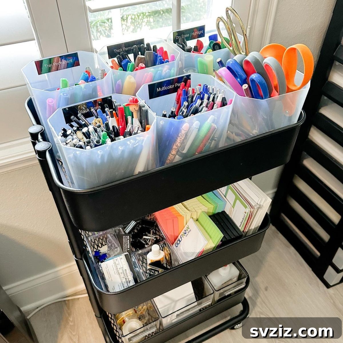 21 Genius Vertical Office Organization Hacks to Declutter Your Space 4 2. Rolling Stationery Cart