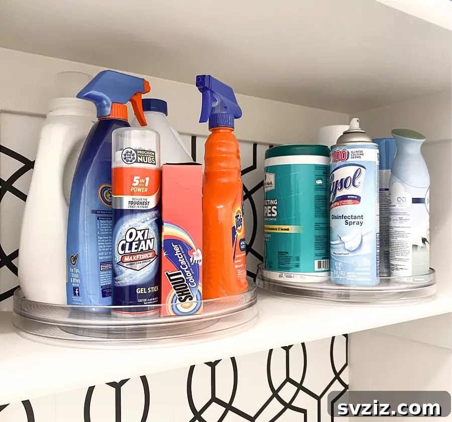 21 Brilliant Tricks for Your Ultimate Clutter-Free Home 8 Organizing cleaning supplies efficiently with a turntable