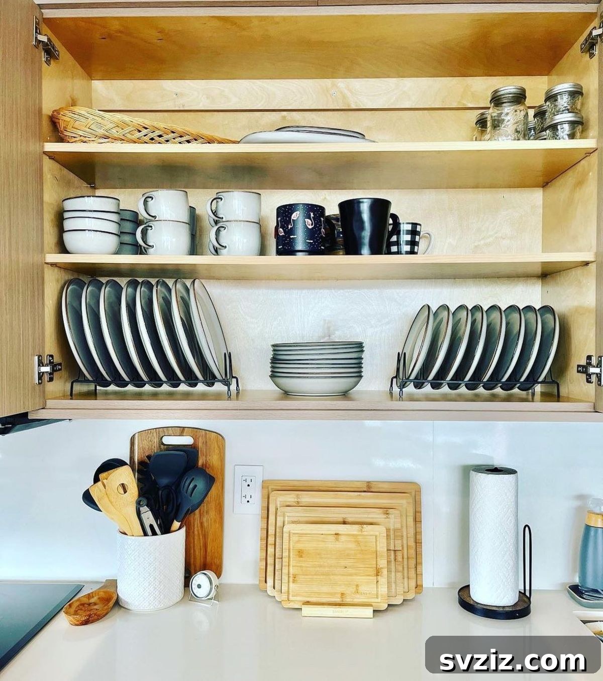 Smart Plate Organization Ideas for a Perfectly Tidy Kitchen 15 Vintage-style wire plate holders neatly displaying plates vertically on a kitchen counter, adding extra space.
